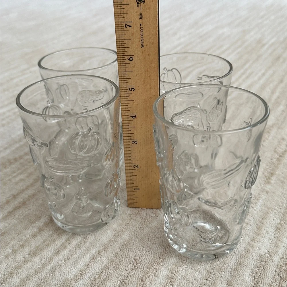 Like New Set of 4 Anthropologie AnthroHome Hayride Fall Pumpkin Gourd Glasses